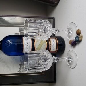 (2) Cristal D'Arques-Durand Longchamp Clear French Crystal Wine Glasses.